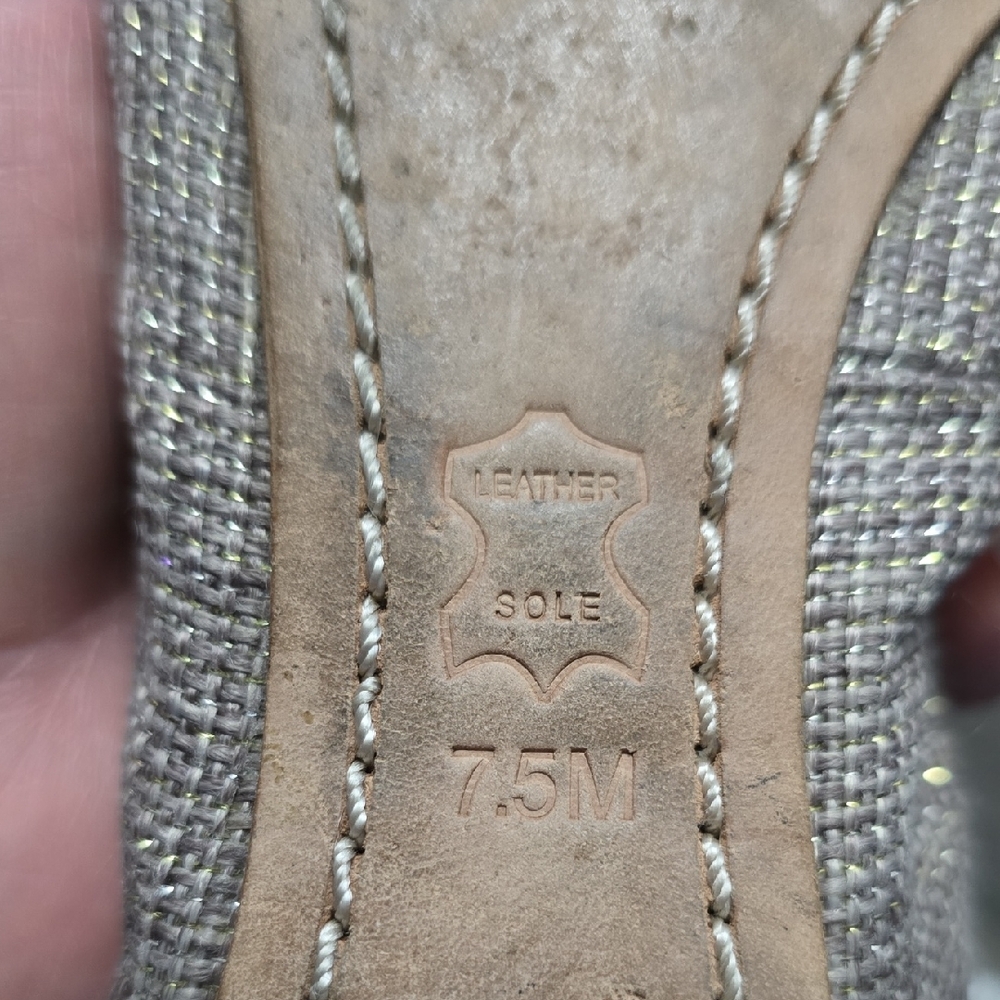 Tory Burch Tan Flats with Gold Logo & Sparkels - Picture 9 of 9